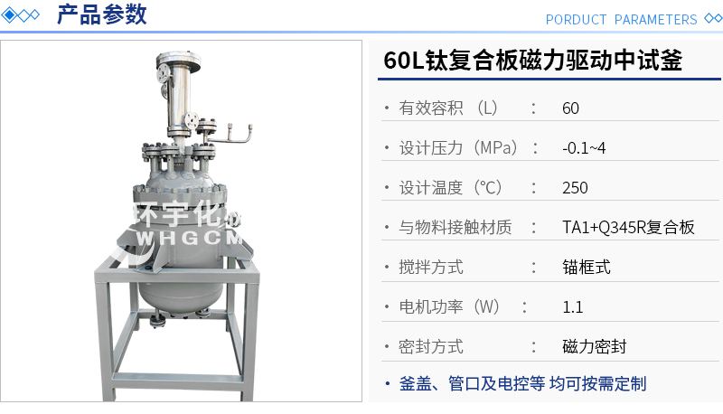 60L鈦復合板中試反應釜